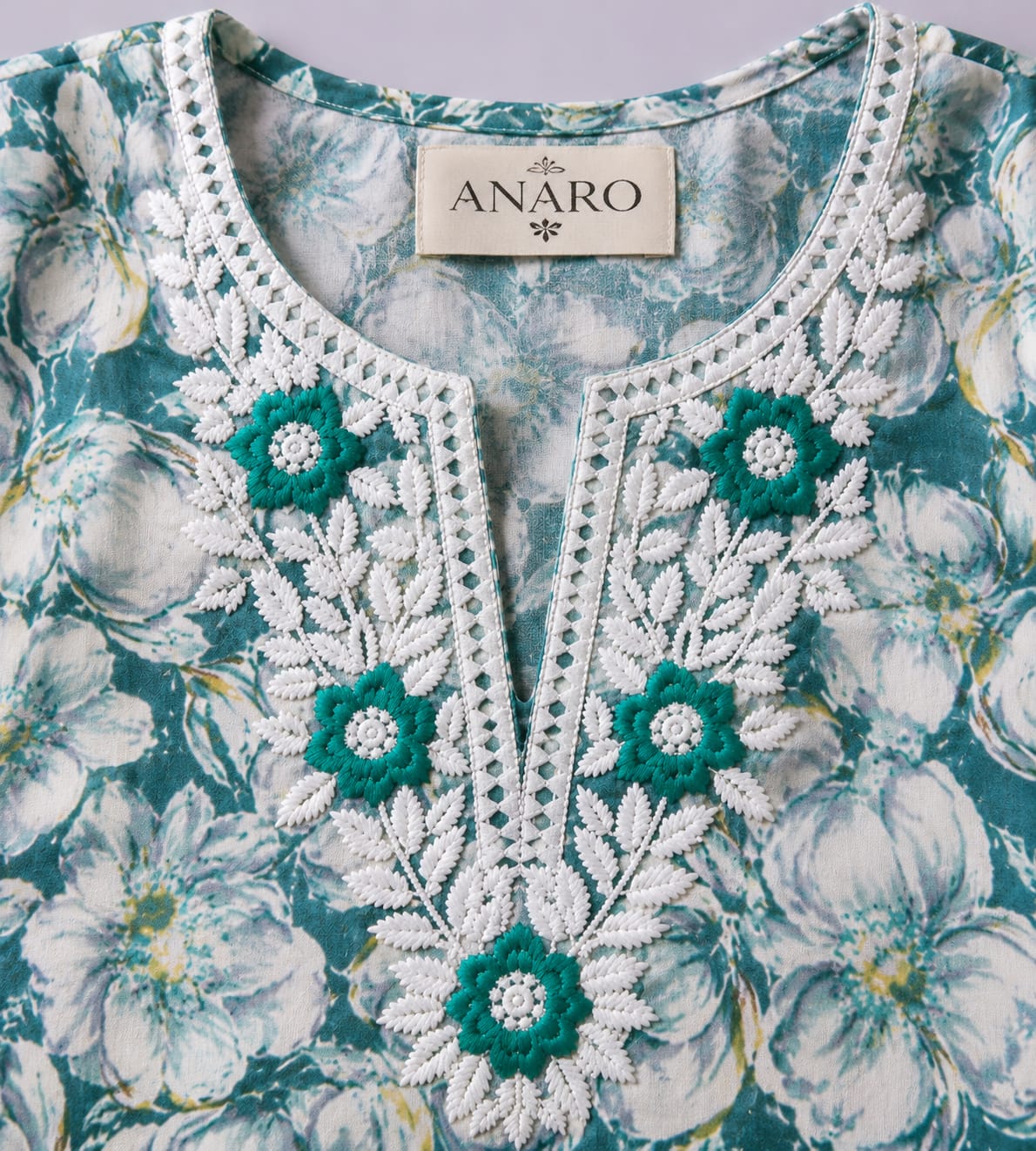 Blue Cotton Floral Printed Straight Kurti Set