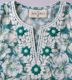 Blue Cotton Floral Printed Straight Kurti Set