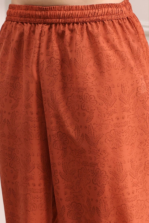 Rust Printed Straight Suit Set